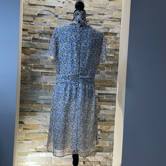 Sam Edelman Ruffle Sleeve Patterned Drape Floral Dress - Picture 2 of 14